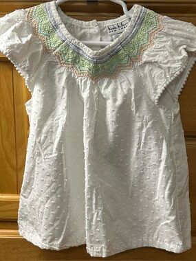 Nicole Miller New York Smocked Bishop-Style Blouse Flutter Sleeves Girls Size 6